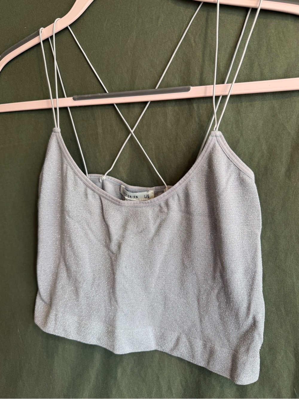 Cotton On Silver Sparkle Strappy Crop Cami